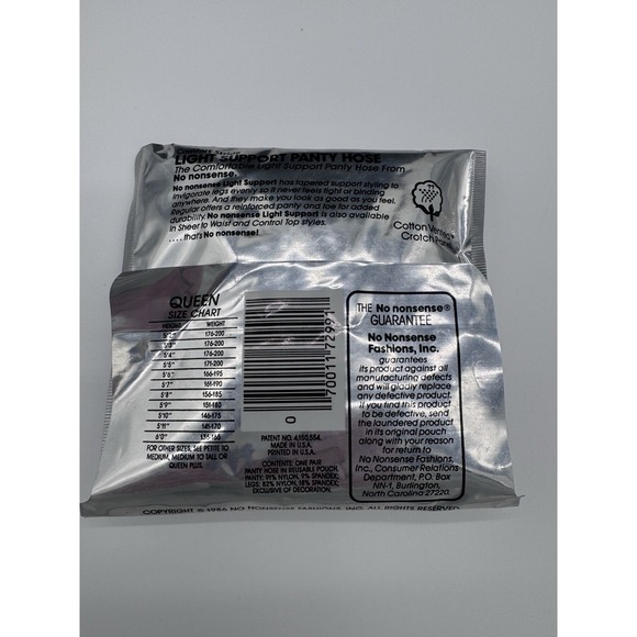 Vintage No Nonsense Light Support Pantyhose Queen 61 Tan NOS - Picture 2 of 5